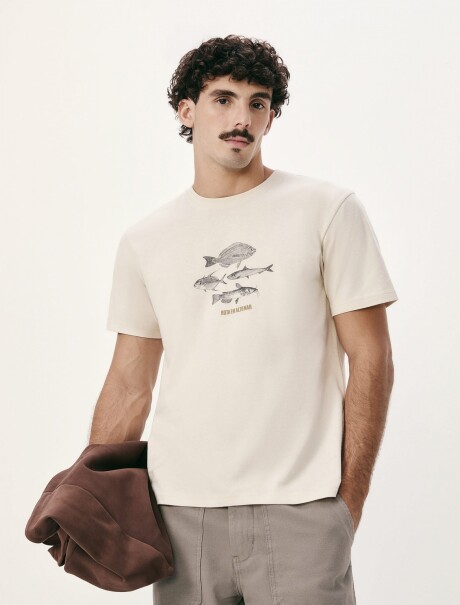 CAMISETA MANGA CORTA CON ESTAMPA BEIGE