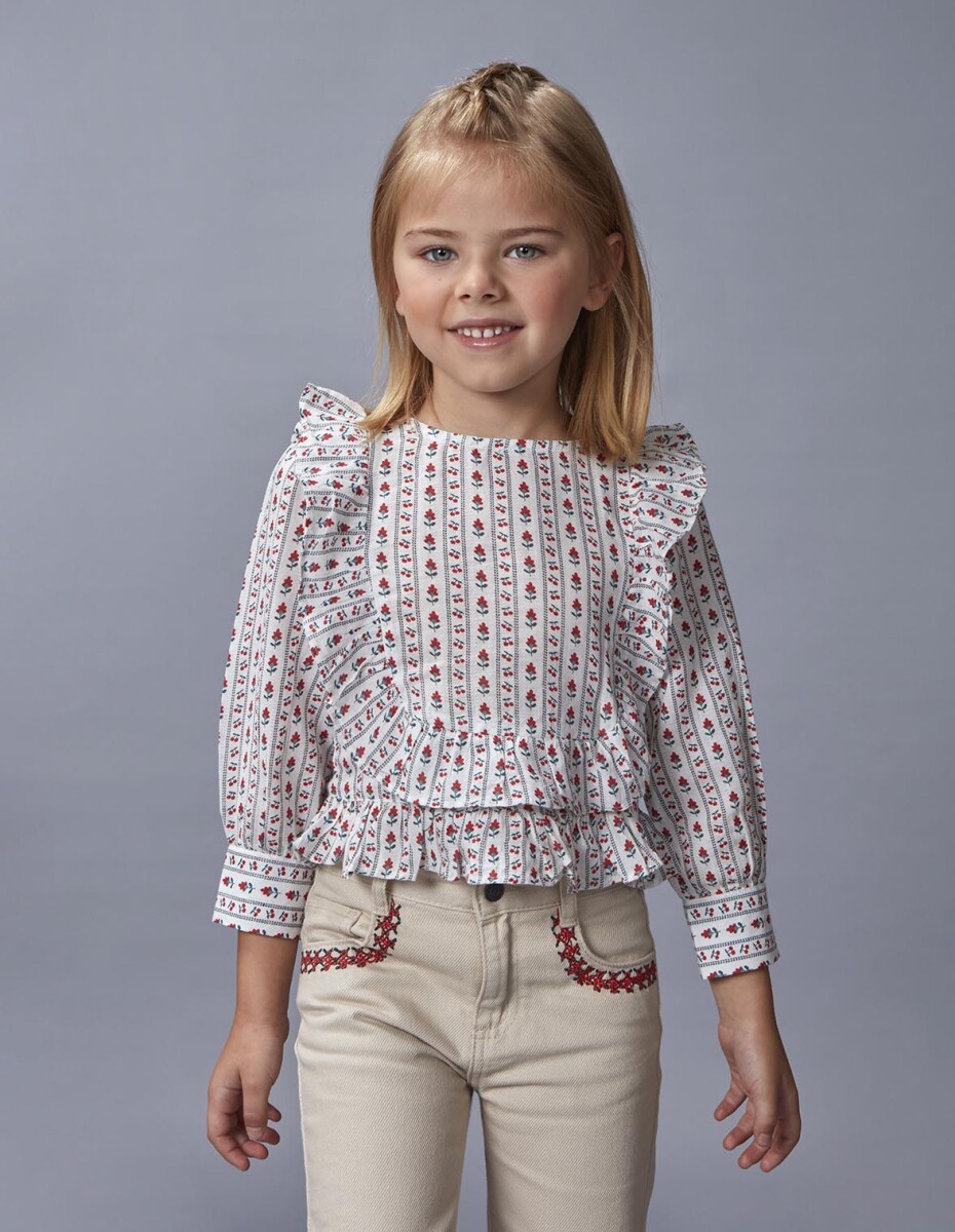 Blusa Con Volantes - Rojo 