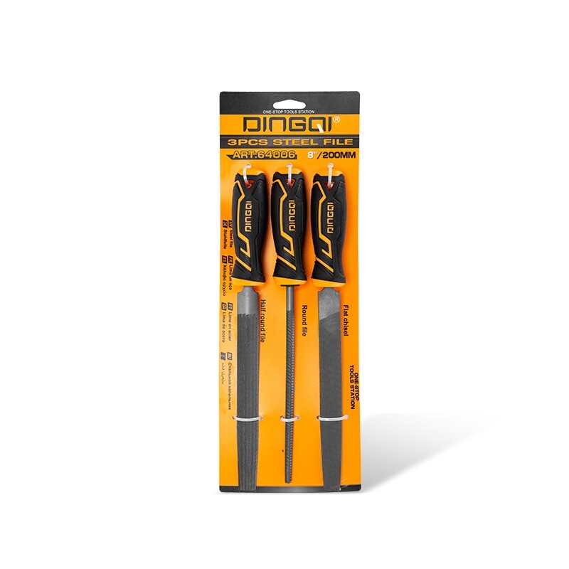 DINGQI JUEGO 3 LIMAS PLANA + REDONDA + MEDIA CAÑA 8 PULGADAS Dingqi Juego 3 Limas Plana + Redonda + Media Caña 8 Pulgadas