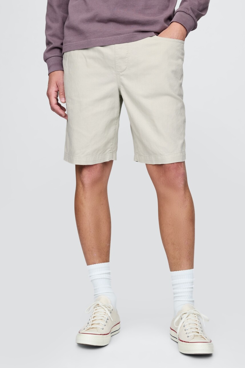 Short De Lino Con Elástico Hombre Thunder Grey 161