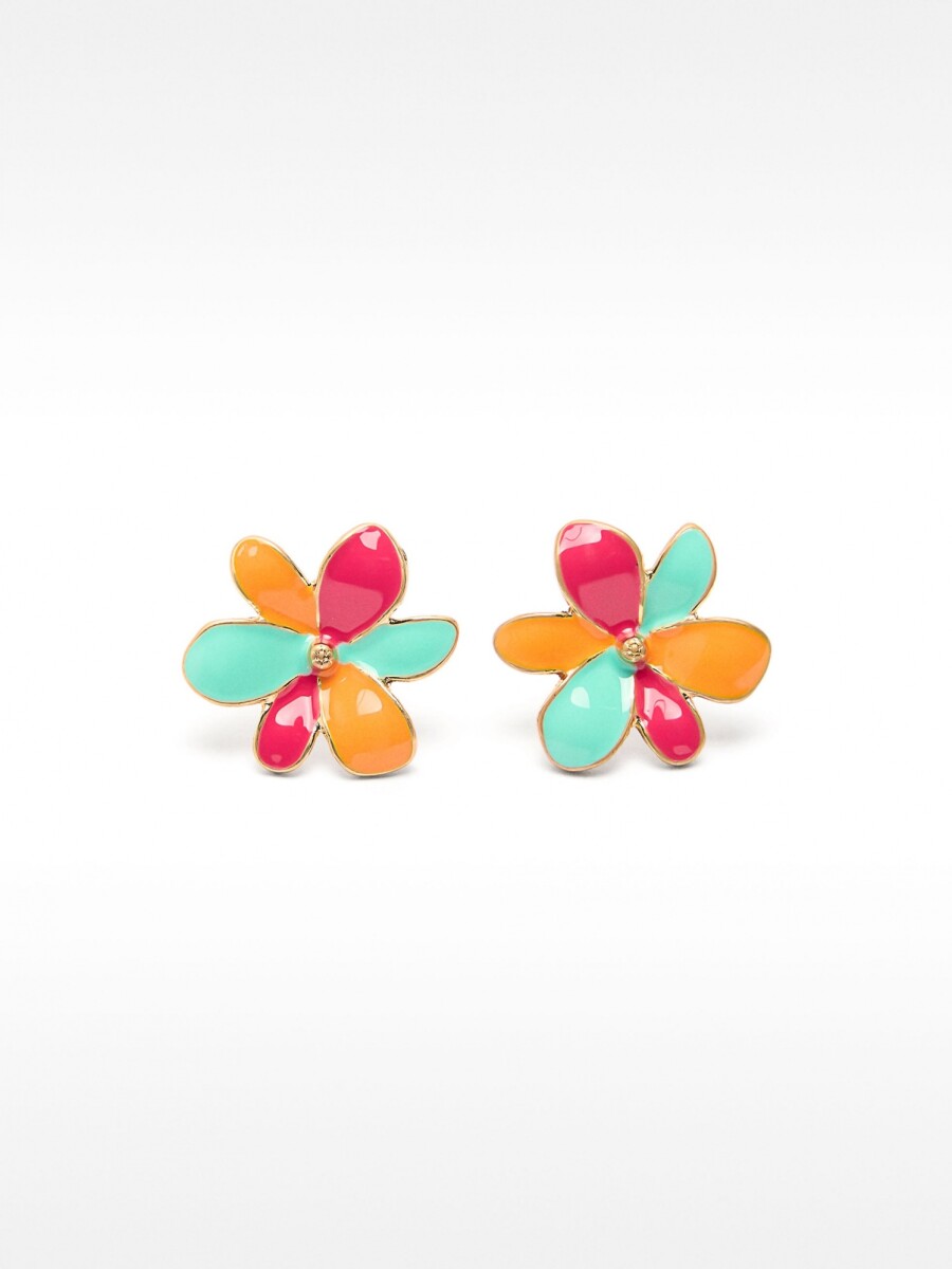Pendientes De Flor Multicolor Esmaltados multicolor
