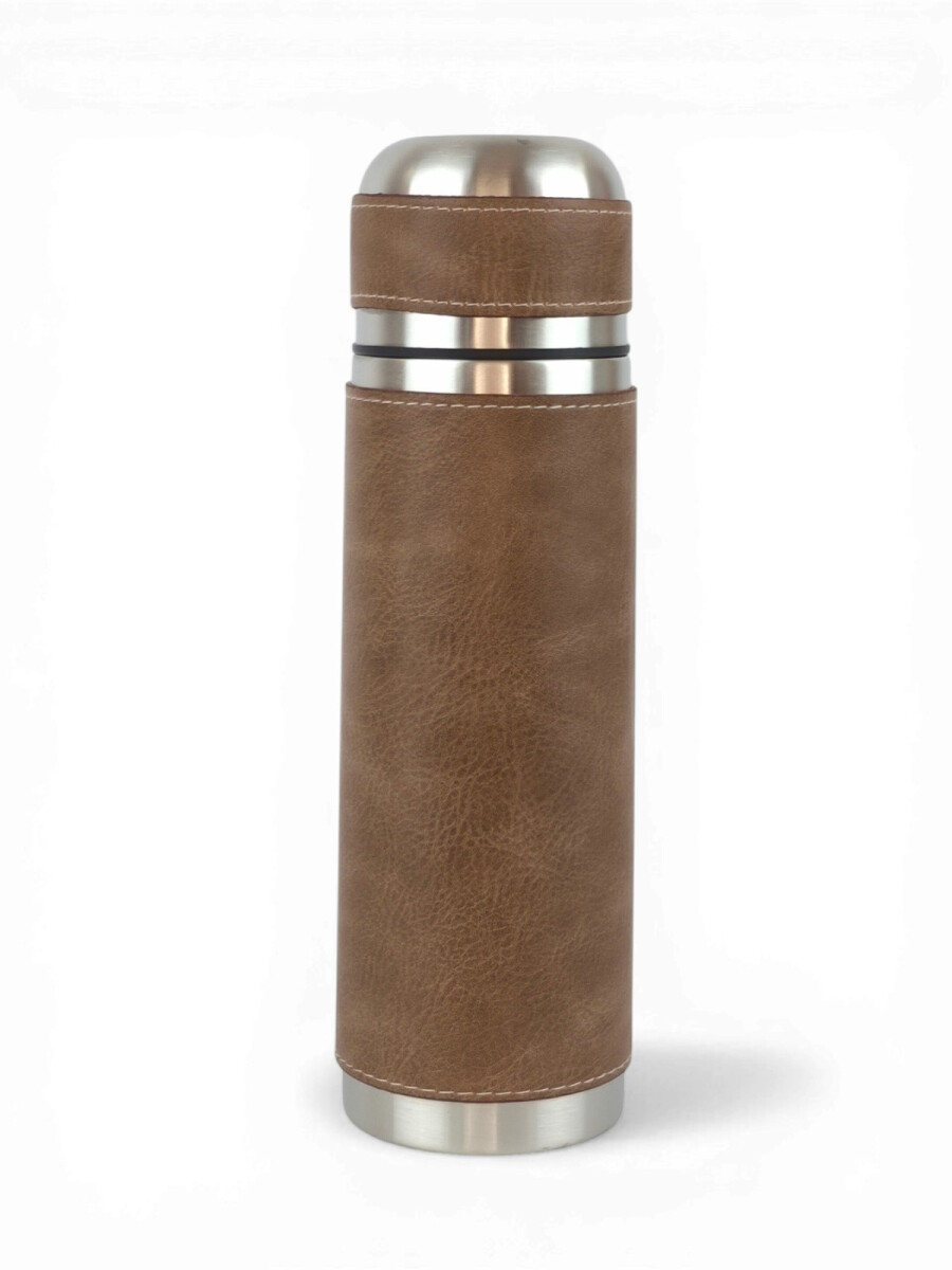 Termo de acero forrado 500 ml - Marrón 