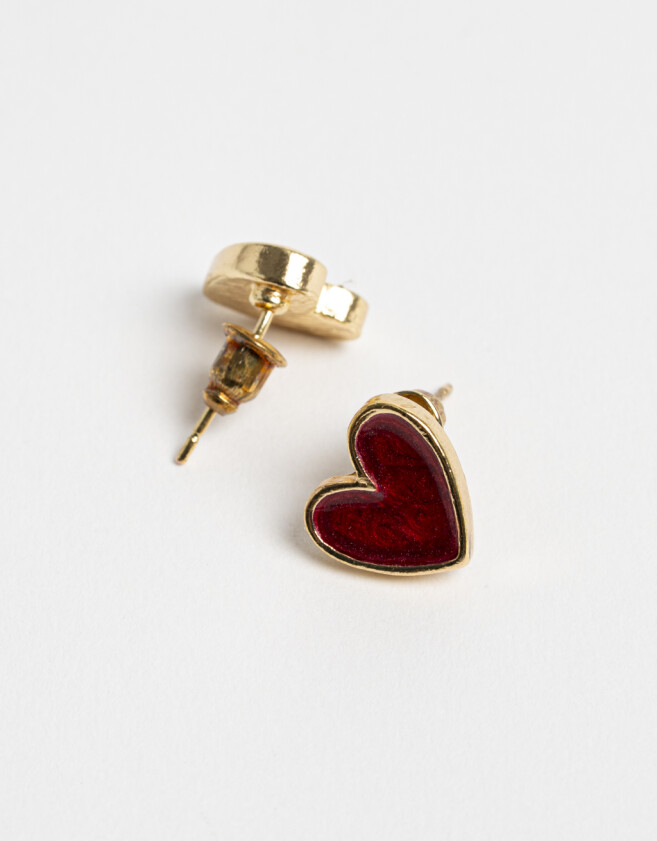 Aros Pasantes Corazón Aro Pasante Con Resina - Dorado
