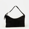 Cartera al hombro Bamboo en cuero gamuza Negro