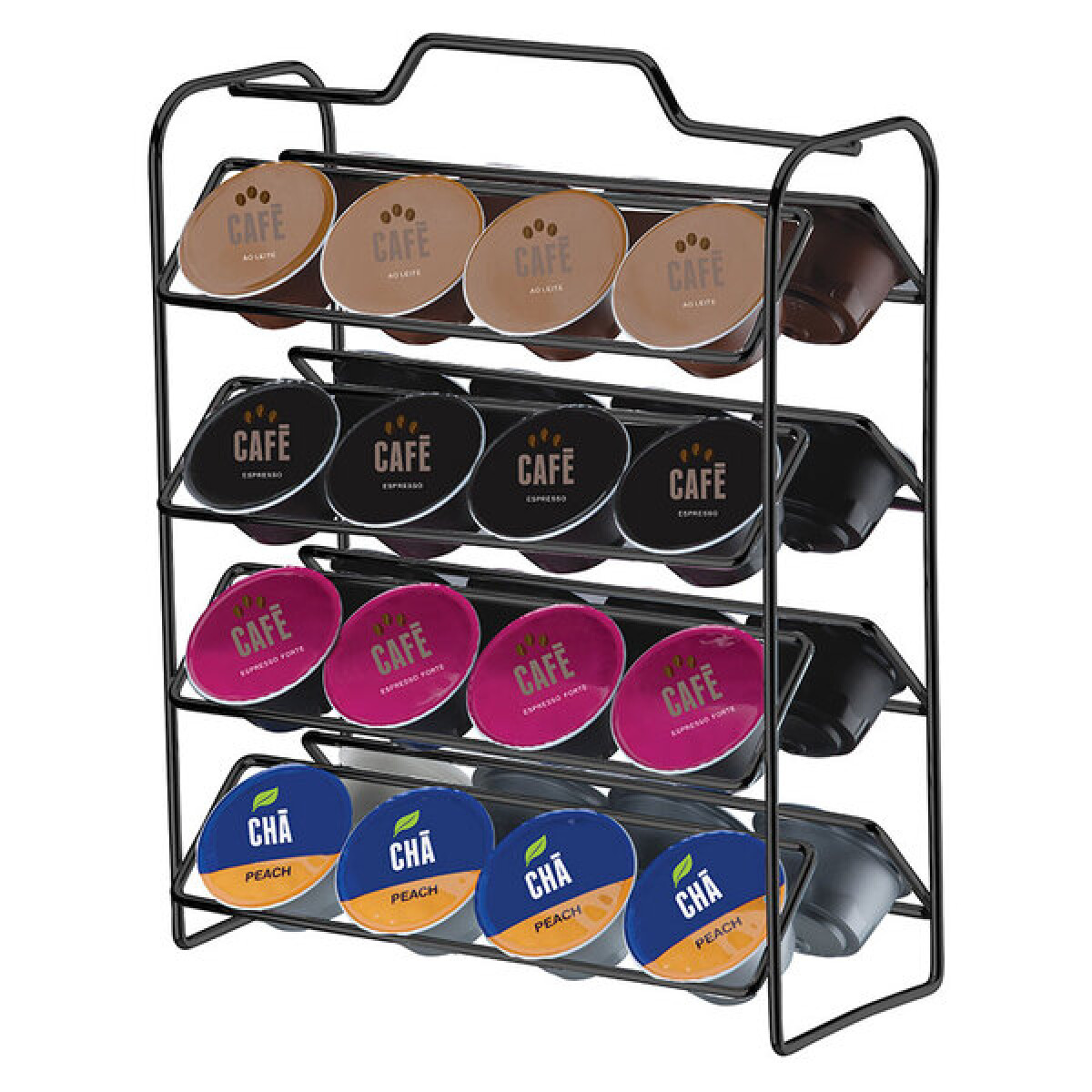 Soporte para capsulas de café, compatible con Dolce Gusto - Color negro - Capacidad 32 capsulas. 