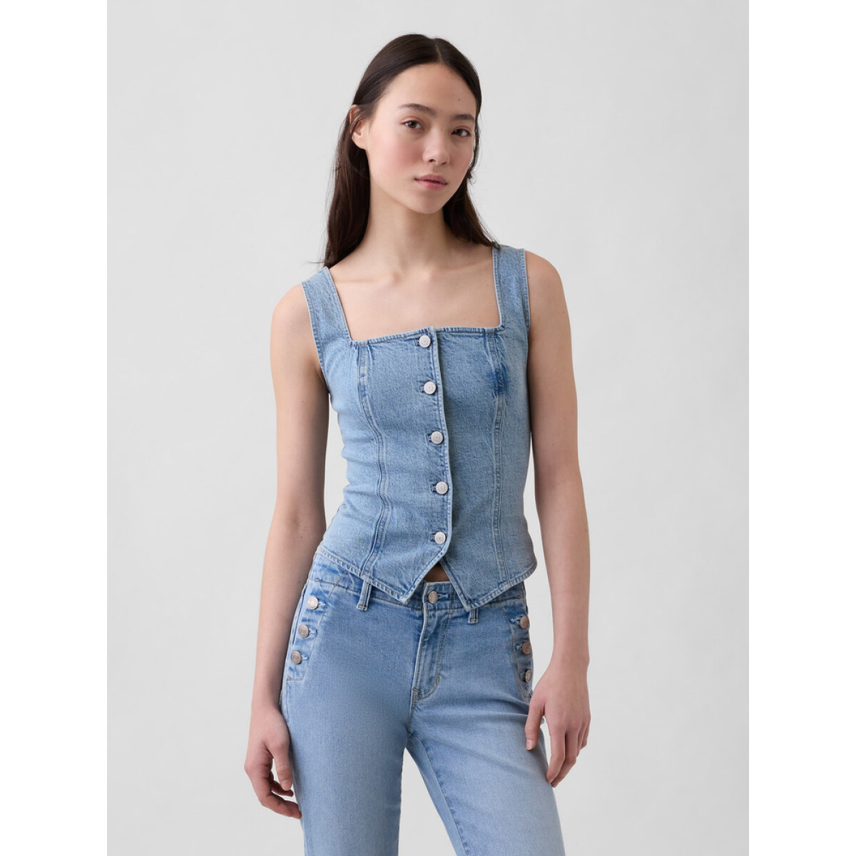 SL CORSET TOP - LT GILDA - MEDIUM WASH 