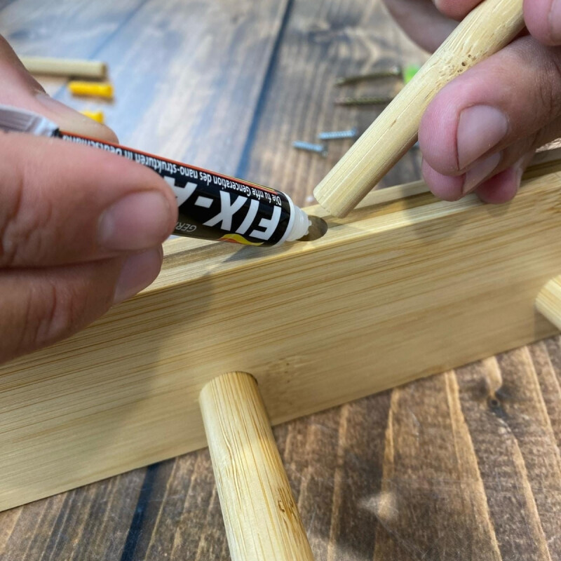 Perchero De Pared 8 Ganchos Colgante Con Repisas De Madera MARRON CLARO