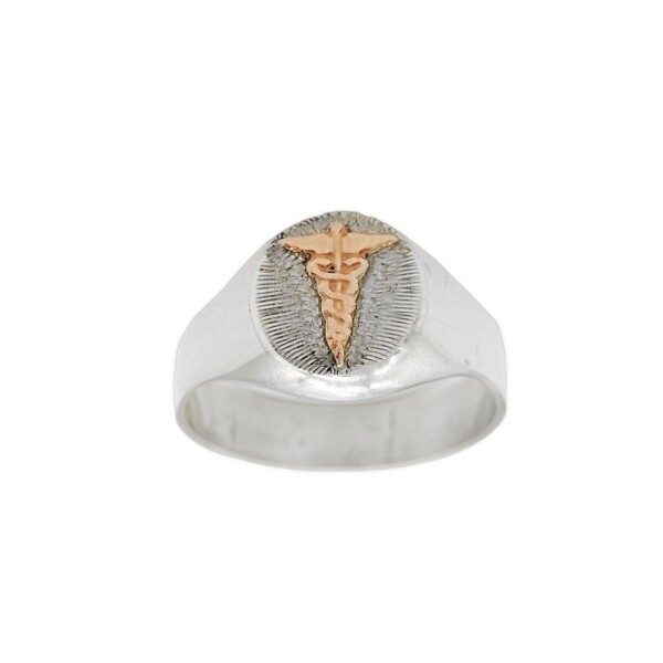 Anillo Profesión Medicina-Plata y Oro-Sin Piedra-AP5007 Sinpiedra
