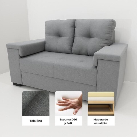 Sofá Sillón Amsterdam 2 Cuerpos Cobertura en Lino - Gris Sofá Sillón Amsterdam 2 Cuerpos Cobertura en Lino - Gris
