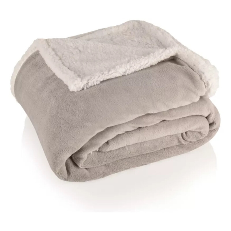 Frazada Reversible Flannel Jacquard Con Sherpa 150x200 - Gris claro Frazada Reversible Flannel Jacquard Con Sherpa 150x200 - Gris claro