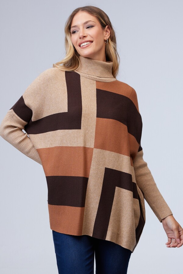 Polera Poncho TOSTADO/MULTI