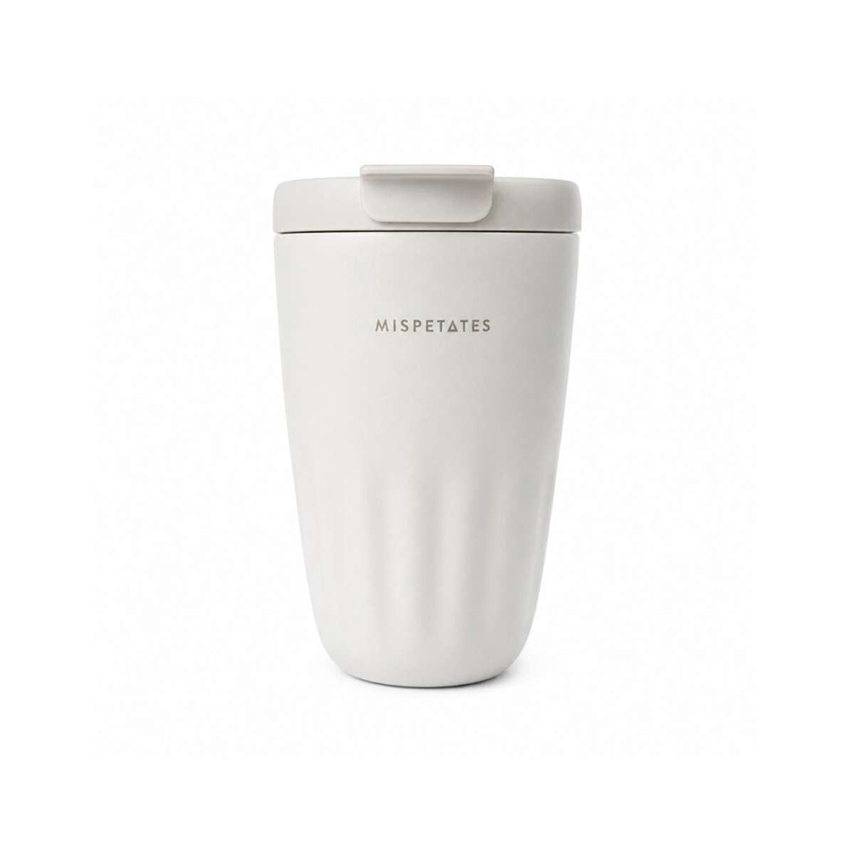 Vaso térmico acanalado con tapa 450ml - Blanco 