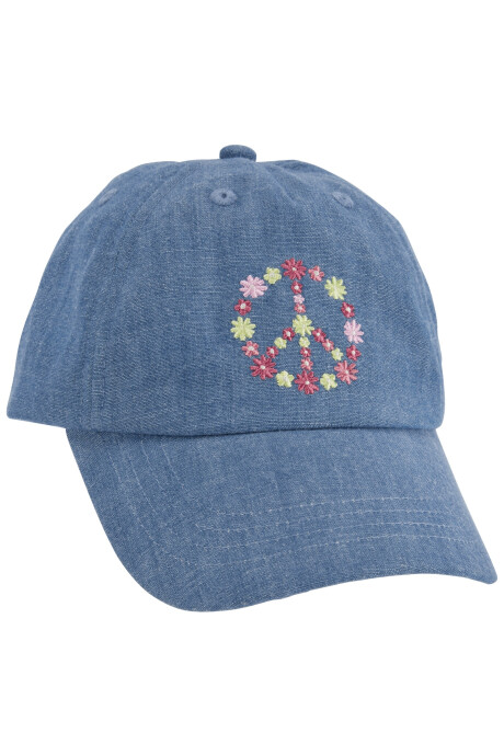 Gorro de chambray con visera, estampa paz. Talles 4/7-8/14 Sin color