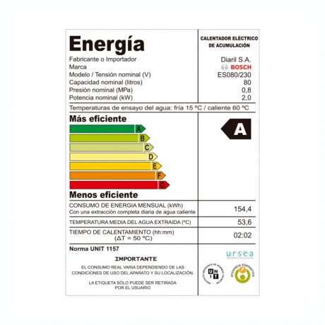 Termotanque Eléctrico BOSCH ES080M1X-KNWVB 2000W Capacidad 80L Termotanque Eléctrico BOSCH ES080M1X-KNWVB 2000W Capacidad 80L