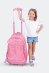 Mochila escolar amplia con ruedas Fucsia Rosa