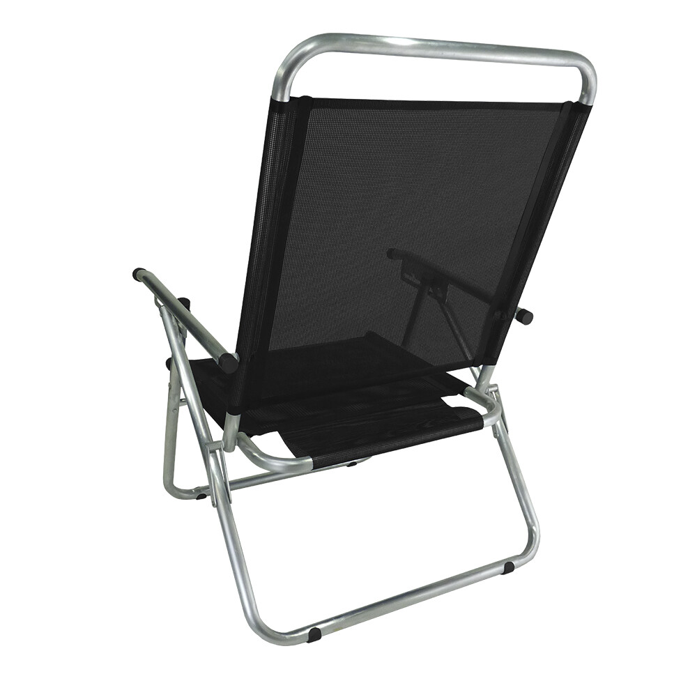 Sillón reclinable en aluminio King, 140 kg súper resistente NEGRO