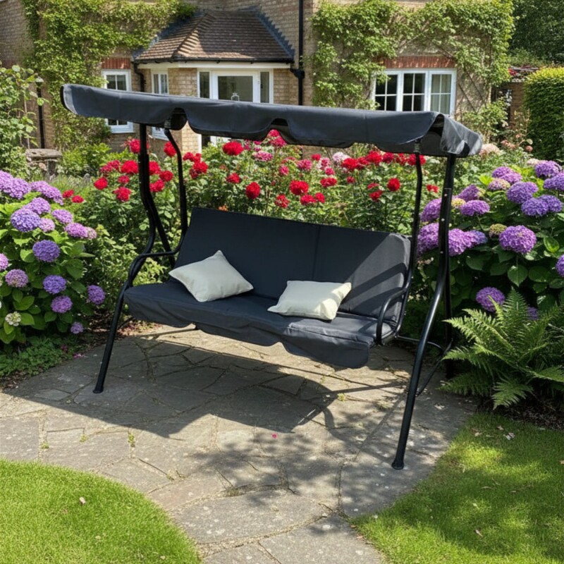 Hamaca Jardín Lumax con Toldo Hierro Exterior Gris