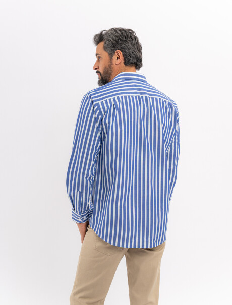 Camisa m/l casual rayas azul