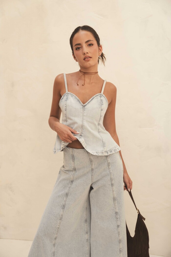 BLUSA AMAIA ICE BLUE DENIM BLUSA AMAIA ICE BLUE DENIM