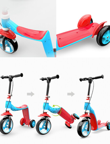 Tripatín triciclo 2 en 1 sin pedales con luces freno de mano y asiento Rosa
