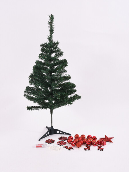 ARBOL 90CM CON CHIRIMBOLOS Y LUCES ROJO