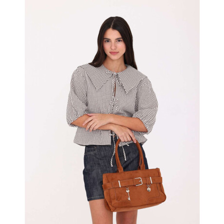 Cartera Shopper Suede Camel Marron Camel