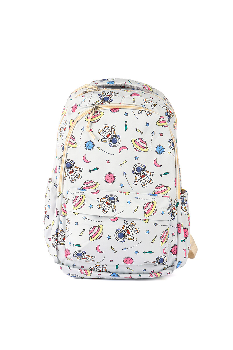 Mochila escolar estampada nylon Crudo