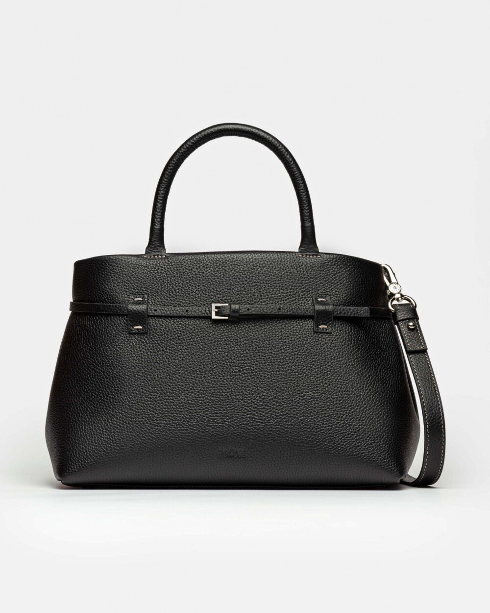 Cartera de mano Bay en cuero graneado Negro