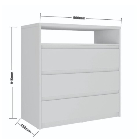 CÓMODA 3 CAJONES SOUTH PLUS - BLANCO 4130 ROBLES Cómoda 3 Cajones South Plus - Blanco 4130 Robles