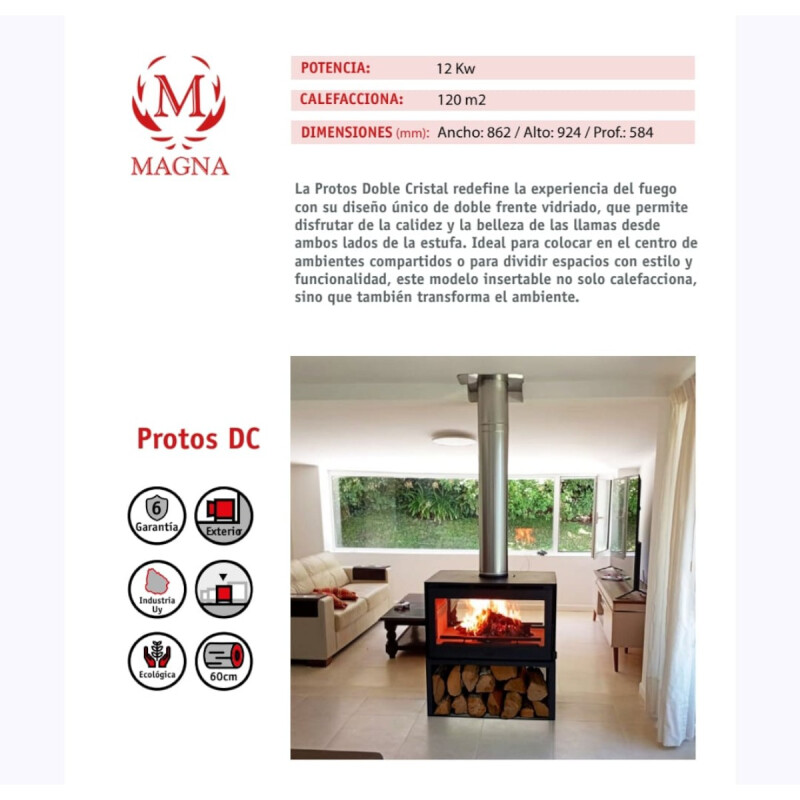 Calefactor Protos Doble Cristal Magna Calefactor Protos Doble Cristal Magna