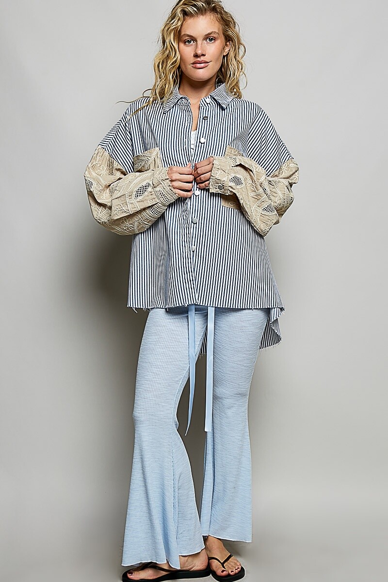 CAMISA CON CROCHET Azul