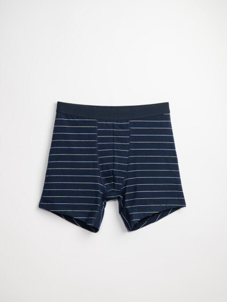 Boxer Largo Algodón Rayas Azul Marino