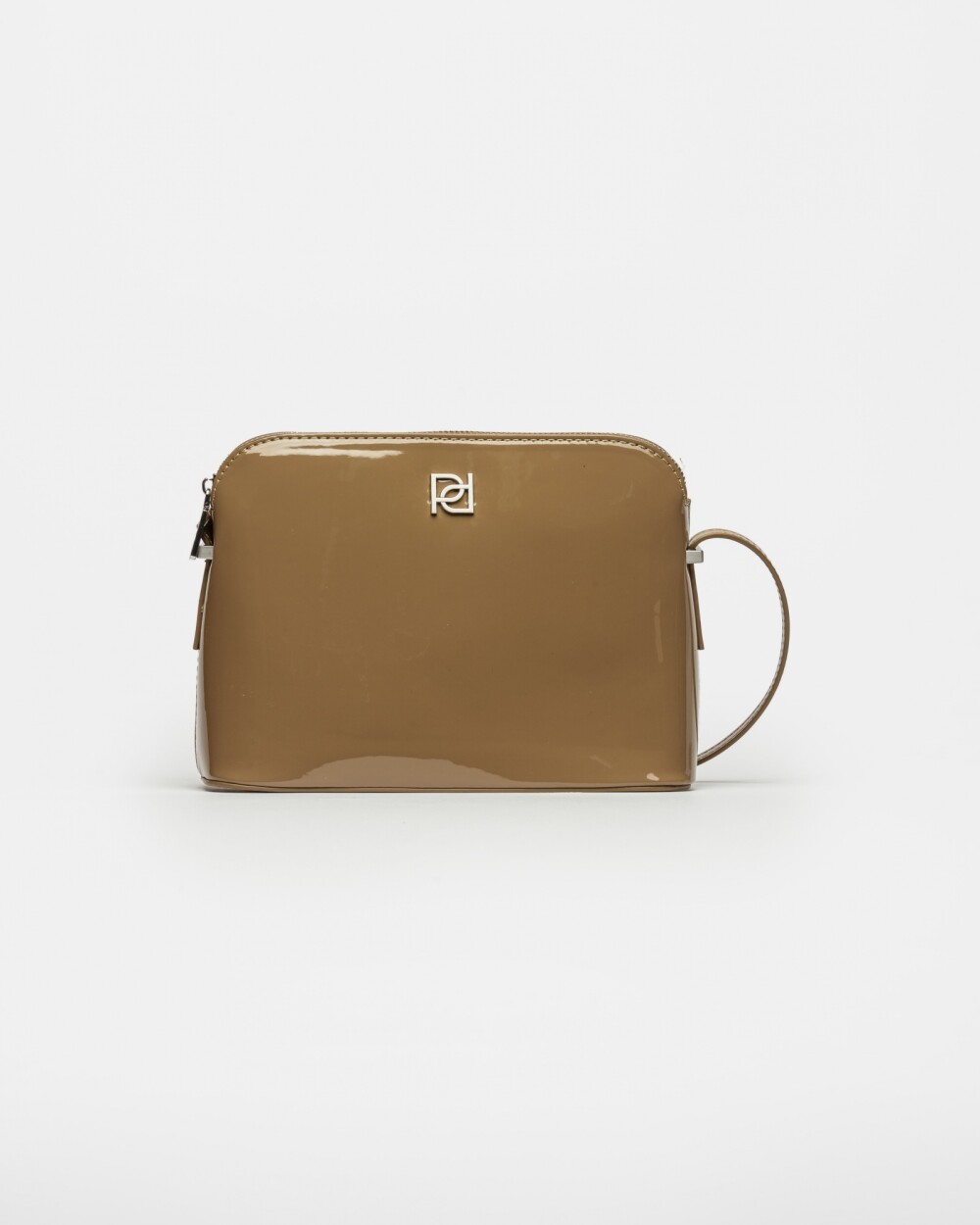 Bandolera Dyna En Efecto Cuero Charol Taupe