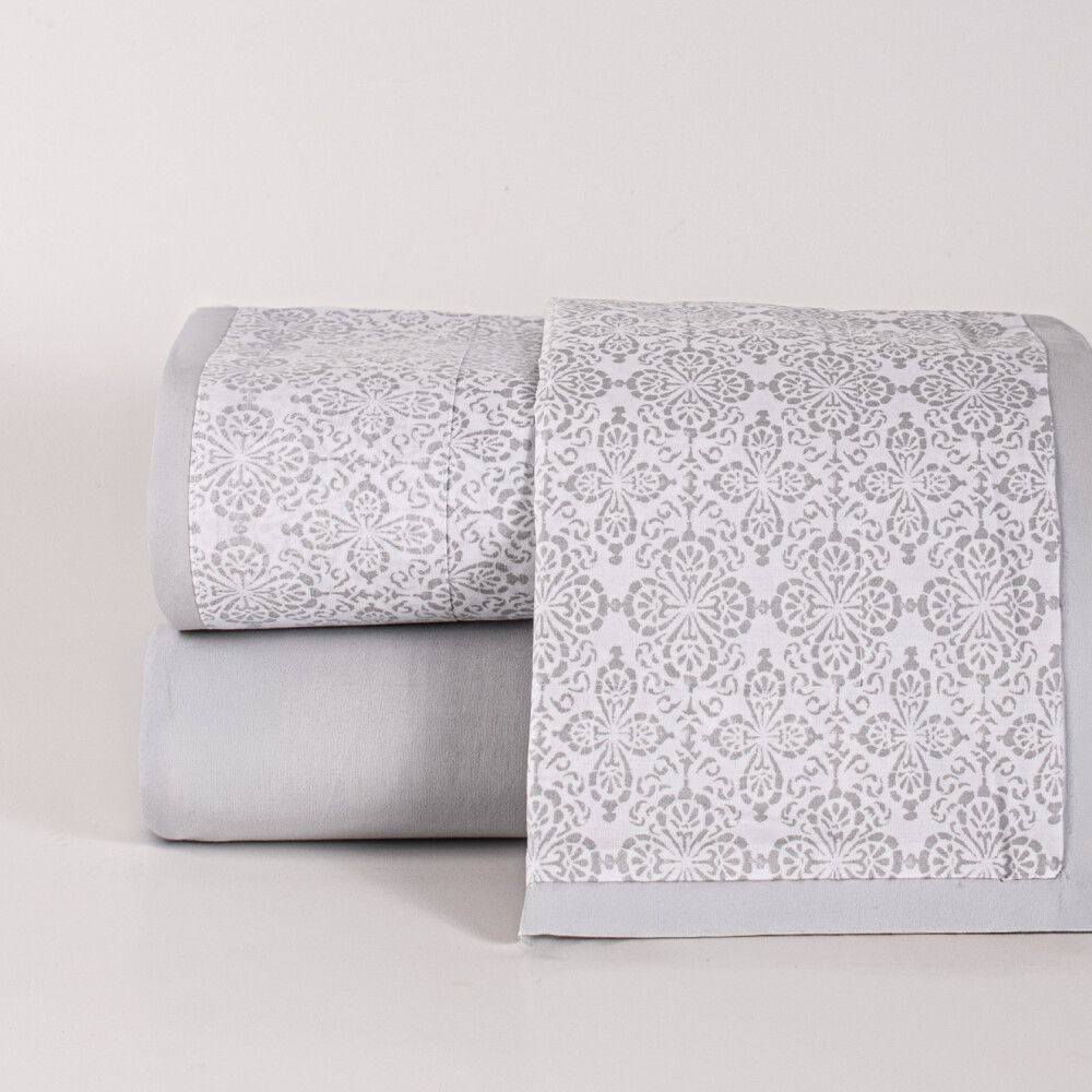 Juego de Sábana Bea 200 Hilos Corbatero Gris Twin