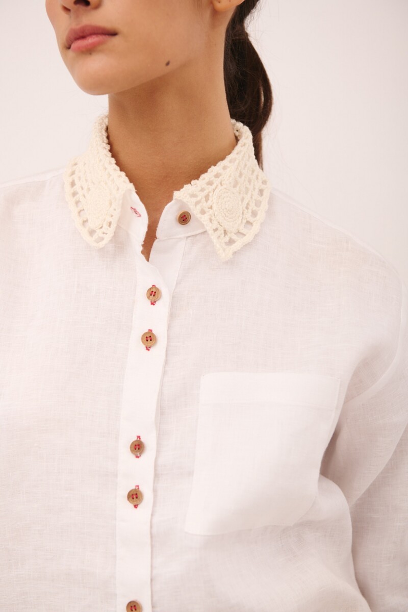 CAMISA AZAR CROCHET Blanco
