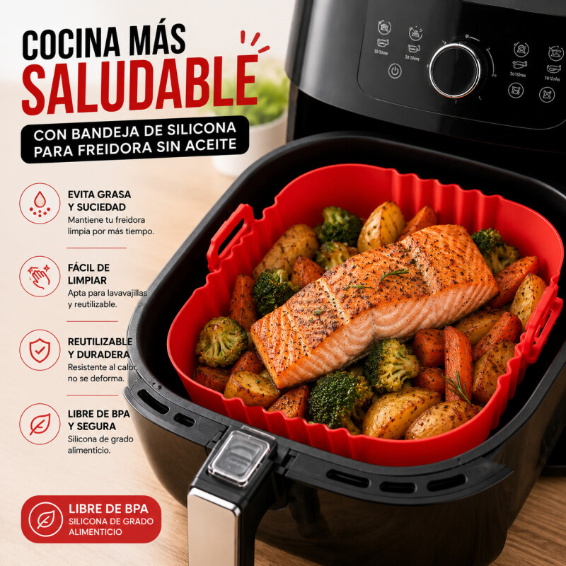 Bandeja Silicona Freidora Aire Molde Antiadherente Cuadrada Bandeja Silicona Freidora Aire Molde Antiadherente Cuadrada