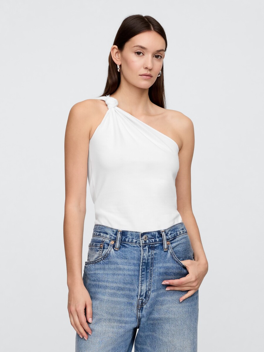 Musculosa Un Solo Hombro Mujer - White V2 Global 2 