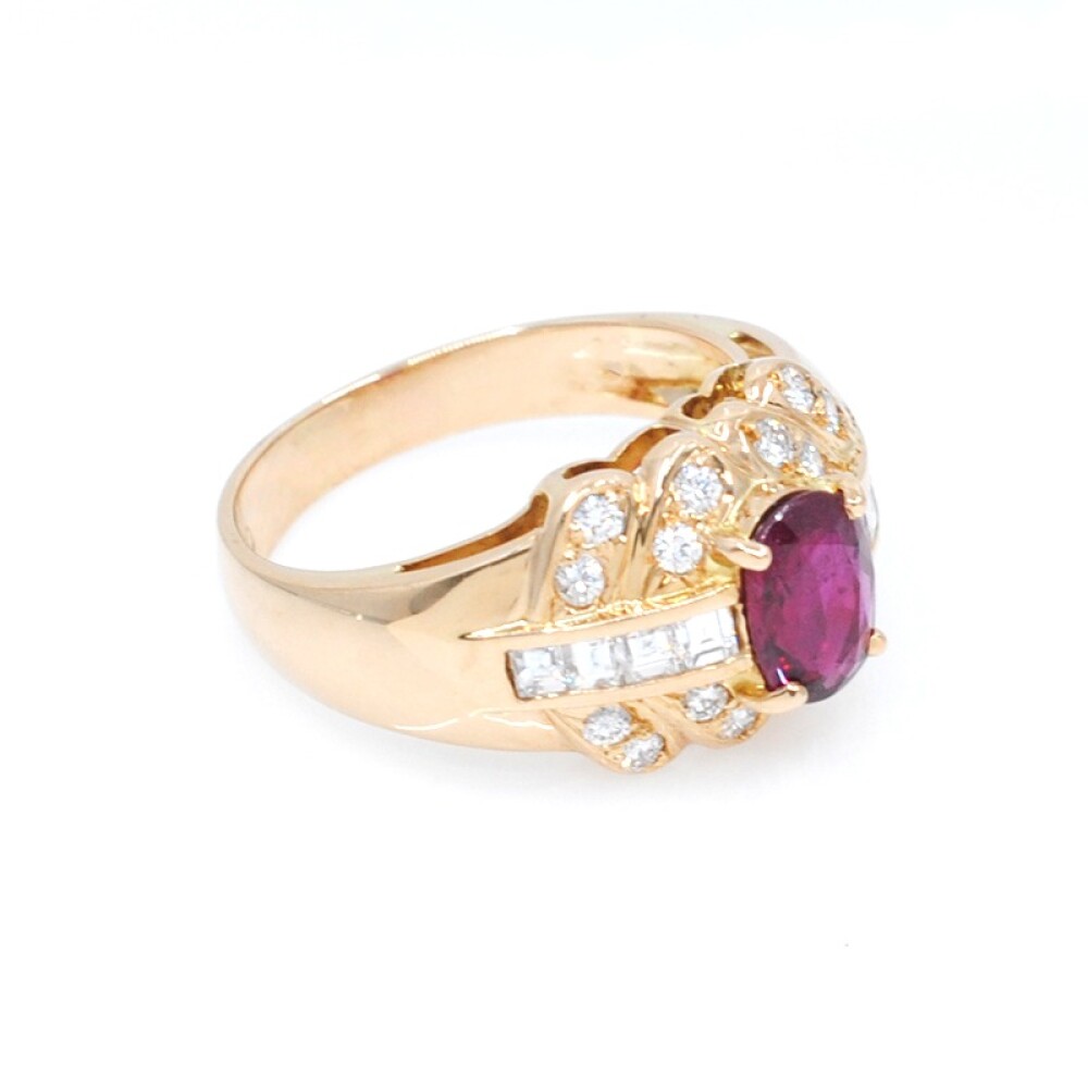 Anillo oro 18k , rubi legitimo y brillantes carre y redondos Anillo oro 18k , rubi legitimo y brillantes carre y redondos