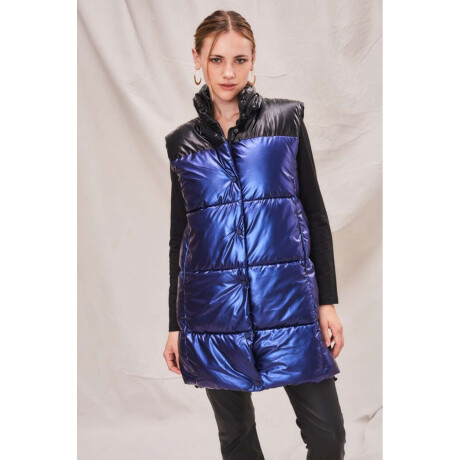 Chaleco Largo Combinado Azul