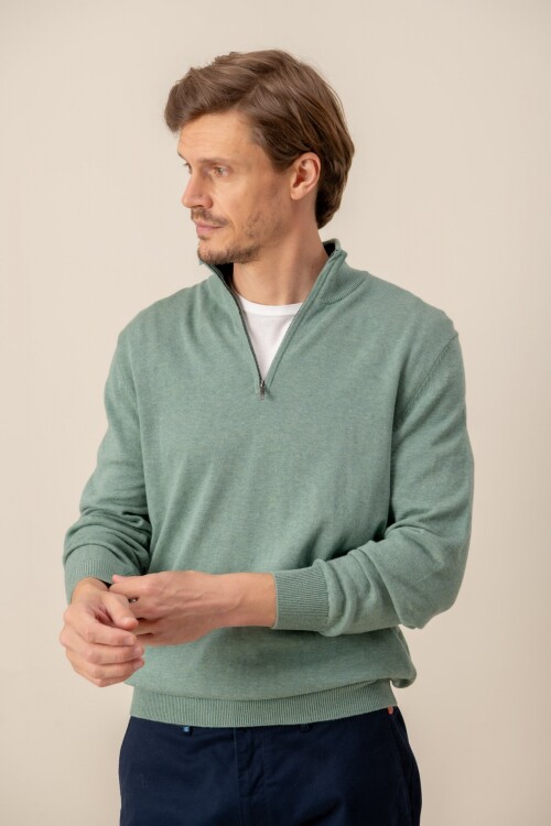 Sweater medio cierre Verde