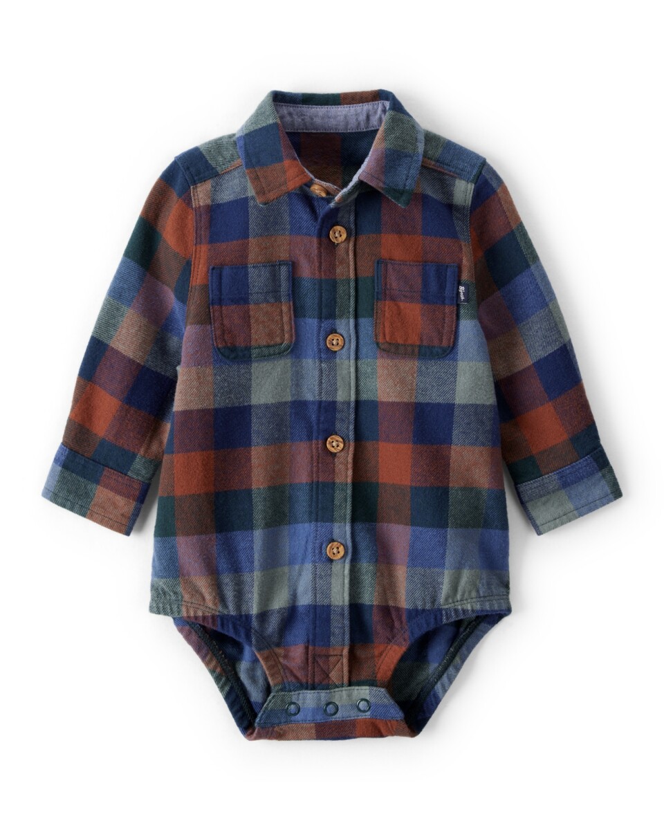 Body camisa de franela, diseño a cuadros 