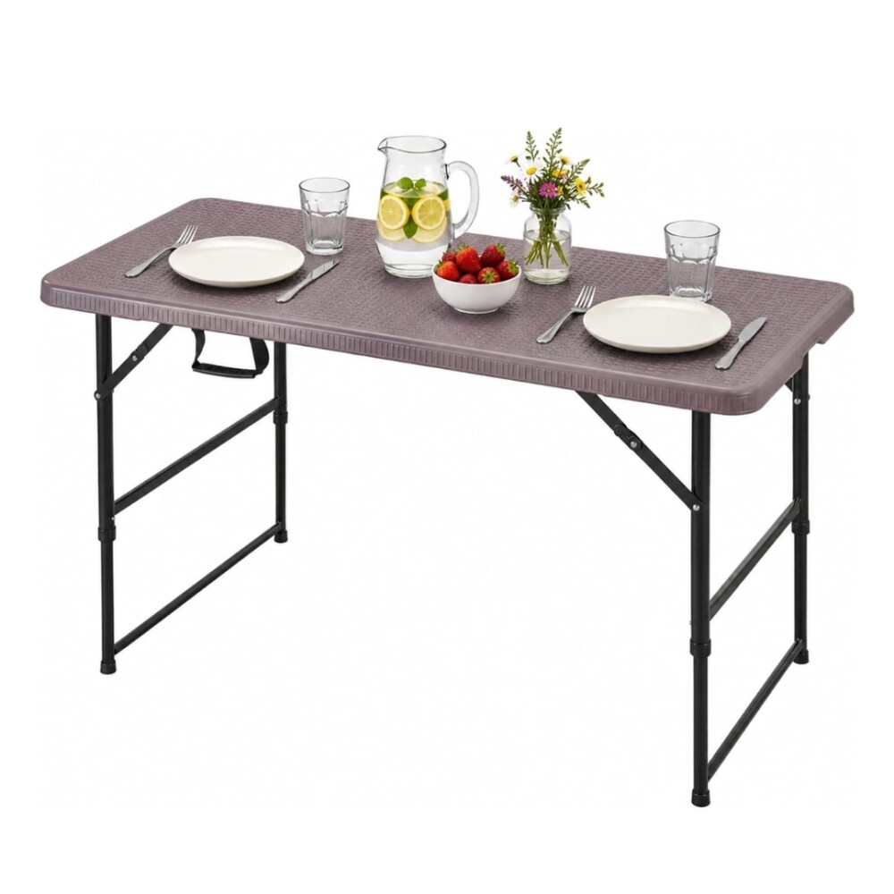 Mesa Plegable altura ajustable 120 cm Marrón Mesa Plegable altura ajustable 120 cm Marrón