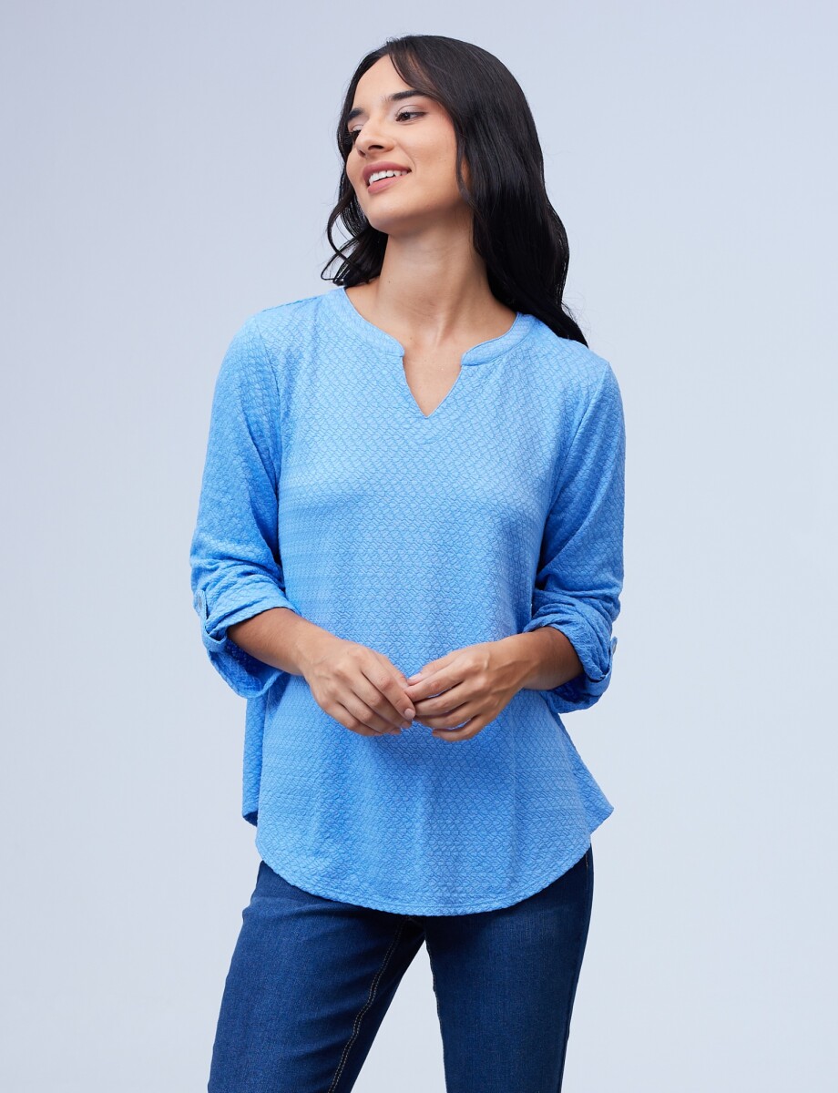 Blusa Relieve - Celeste 