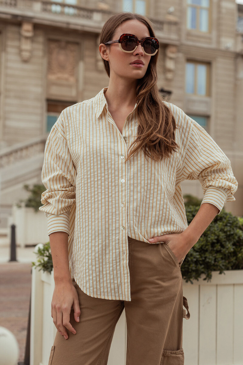 Camisa Clarisa - Mostaza a rayas 
