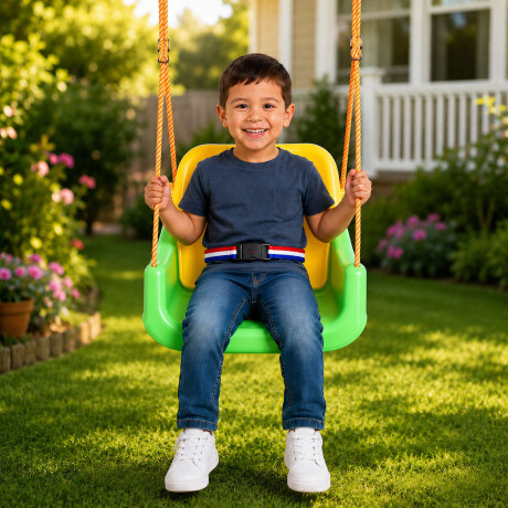 Hamaca Infantil 3en1 Adaptable Bebé Niño Plástico c/Cuerdas Verde