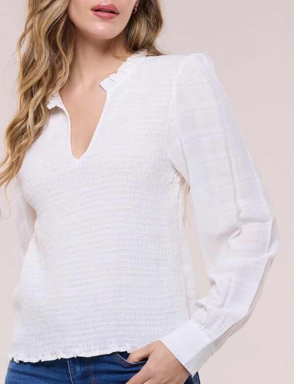 Blusa Smocked Escote V CRUDO