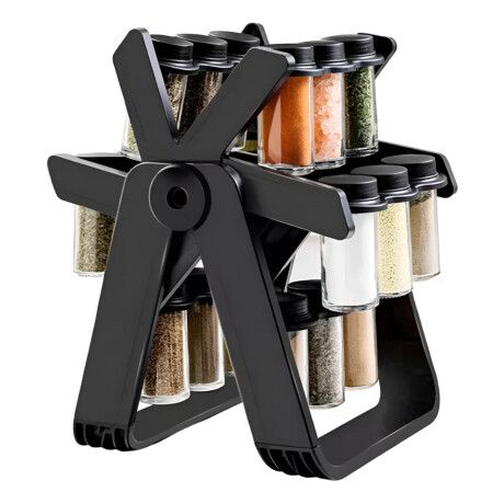 Especiero Condimento Giratorio 360 Capacidad 18 Piezas Negro