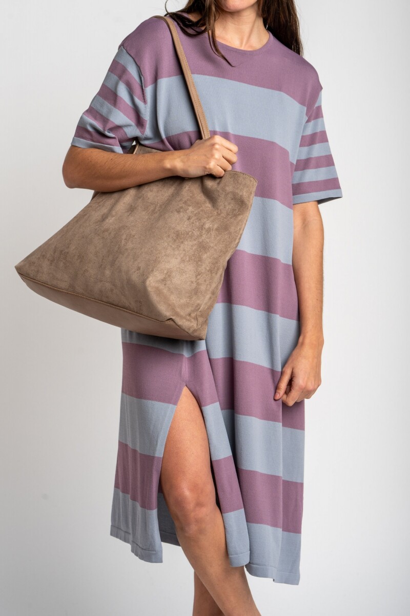 Vestido Tejido A Rayas Lavanda