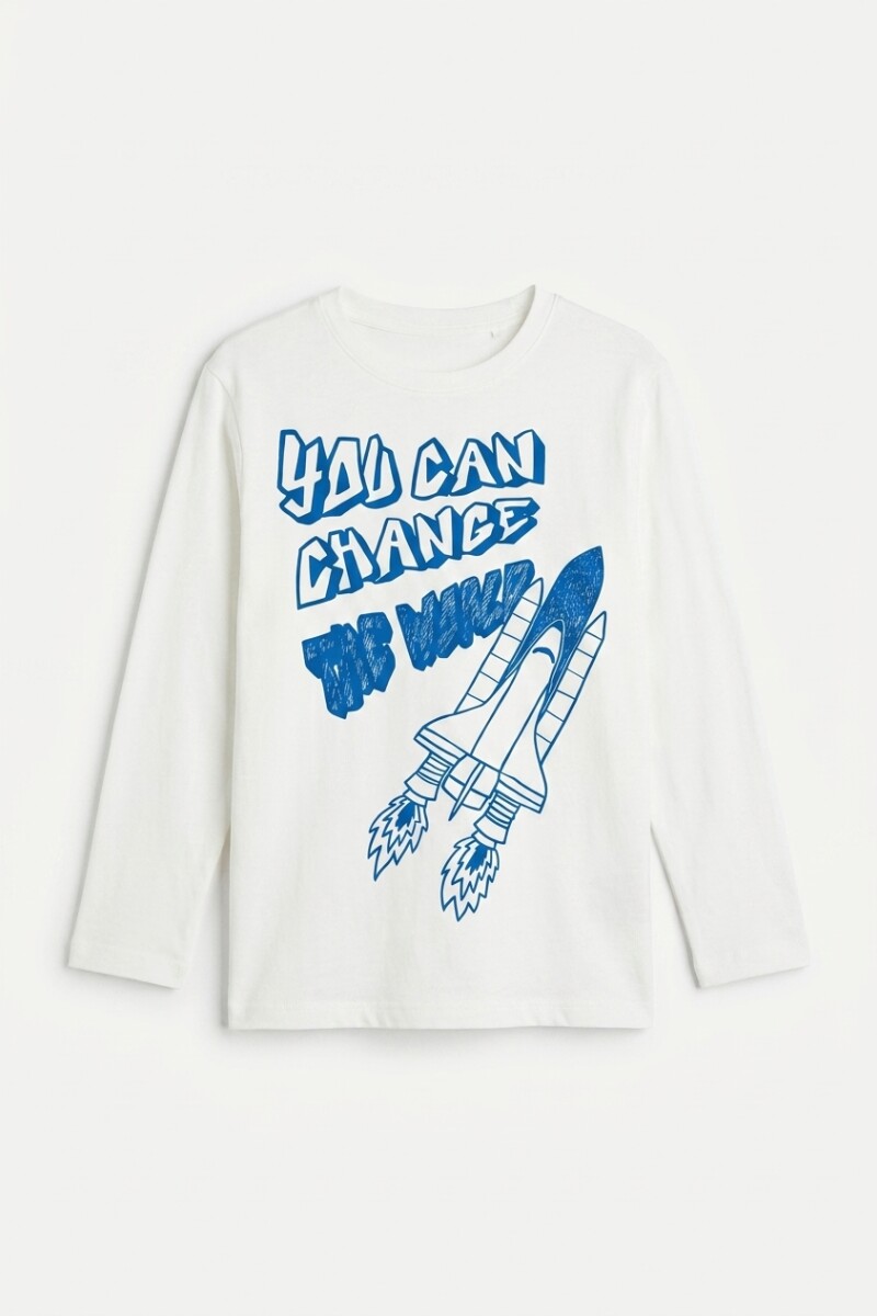 Remera estampada mangas largas BLANCO