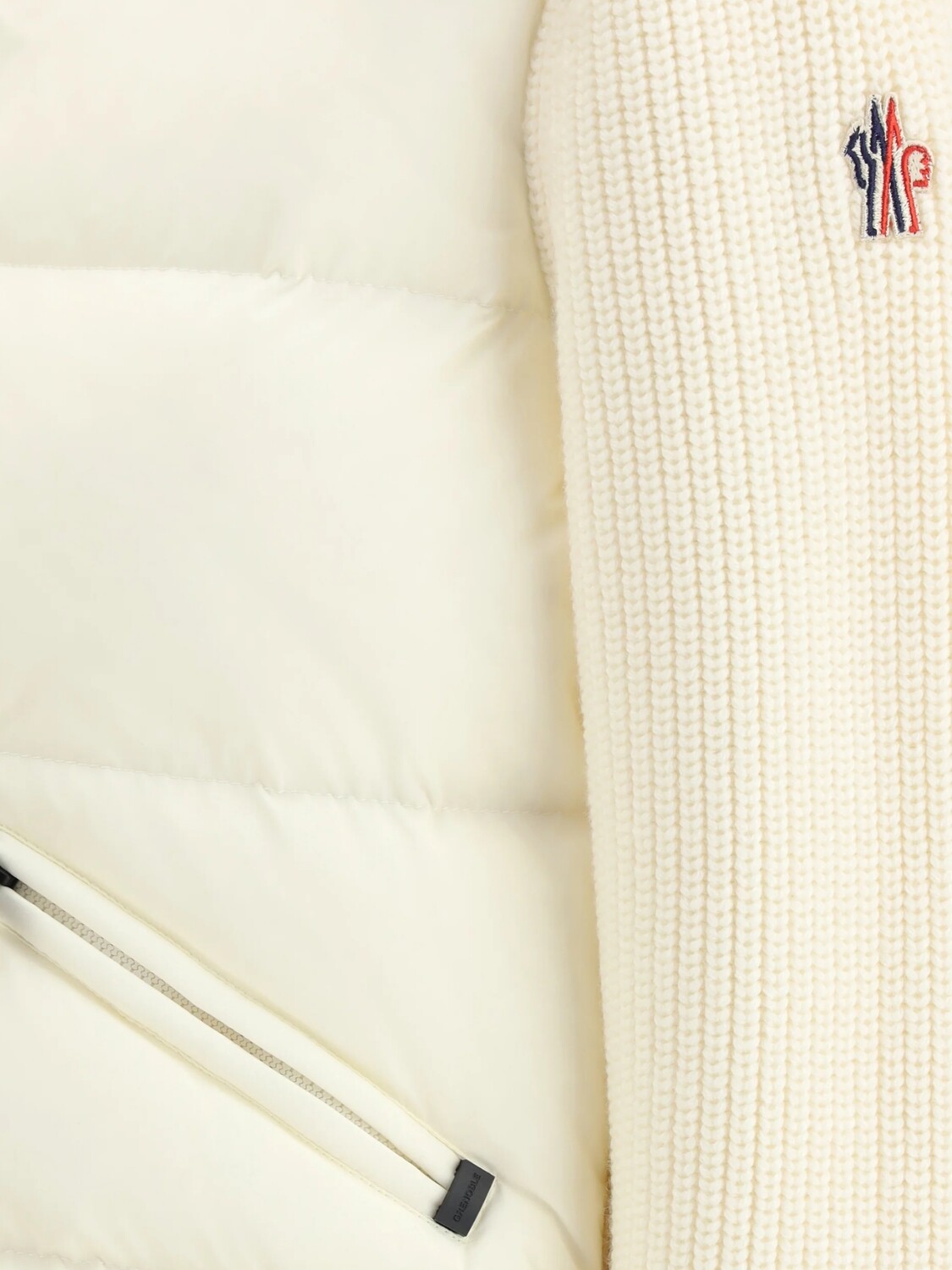 MONCLER - Cardigan Acolchado en Lana Tricot Blanco